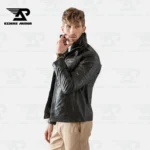 FrostBiker Men’s Lamb Leather Winter Bomber Jacket – view 3