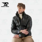 FrostBiker Men’s Lamb Leather Winter Bomber Jacket – view 4