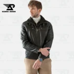 FrostBiker Men’s Lamb Leather Winter Bomber Jacket