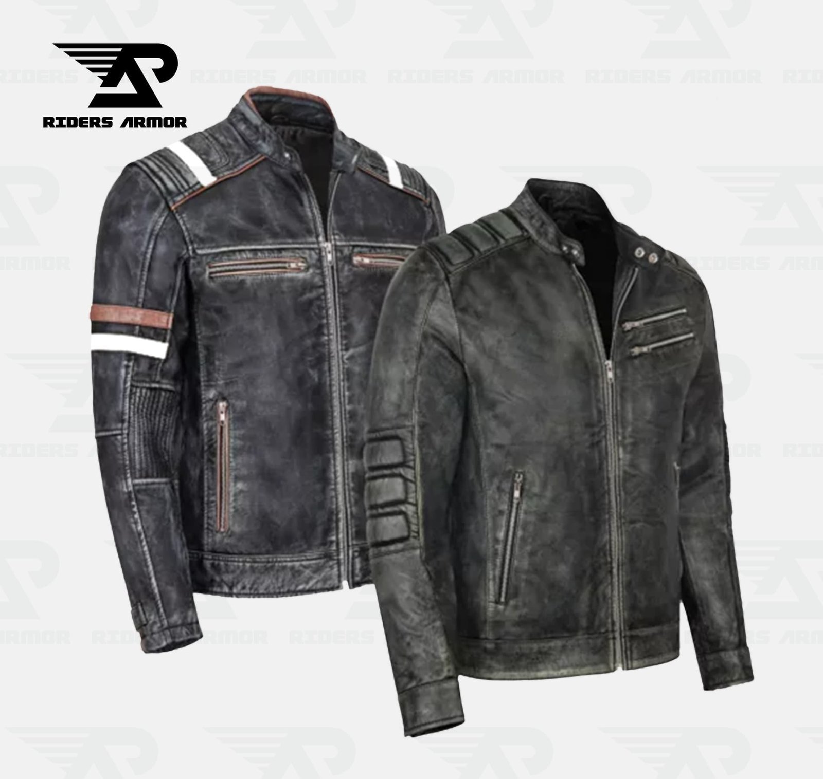 ShearForce Real Sheepskin Biker Jacket – Vintage Black Cafe Racer - Image 3
