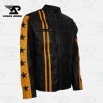 RevX Men’s Black & Yellow Racer Leather Jacket – view 2