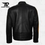 RevX Men’s Black & Yellow Racer Leather Jacket – view 3