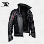 PhantomX Embossed Black Real Leather Jacket