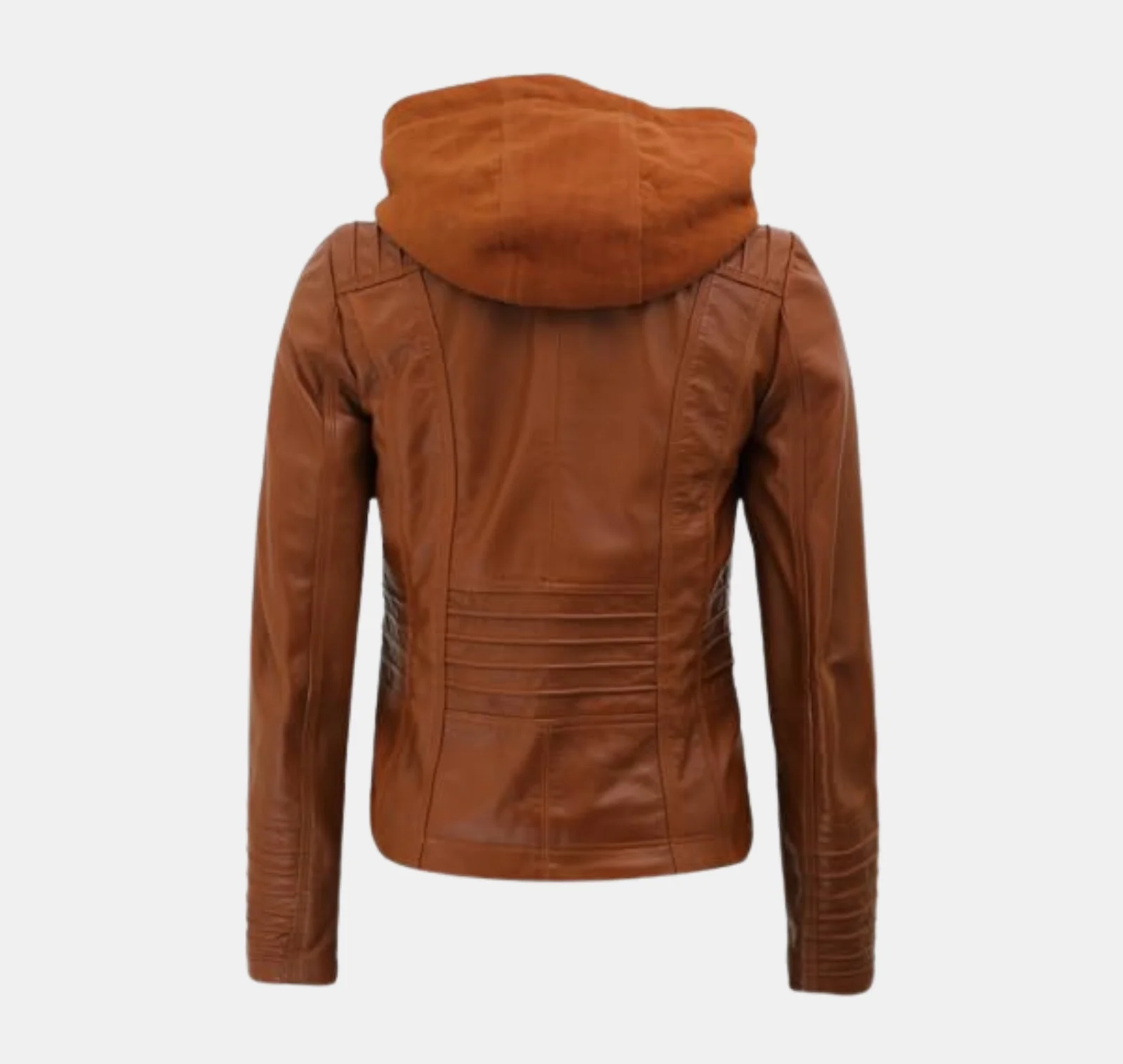 Cognac Blaze Slim Fit Leather Jacket with Detachable Hood - Image 2