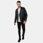 Onyx Quilted Black Lambskin Leather Jacket – view 3