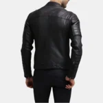 RiderX Black Slim Fit Leather Racer Jacket – view 2