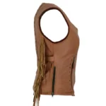 Riders Armor RebelQueen Fringe Brown Leather Vest – view 3