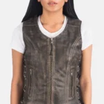 Riders Armor VandaRust Distressed Brown Leather Vest Women’s Edition – view 3