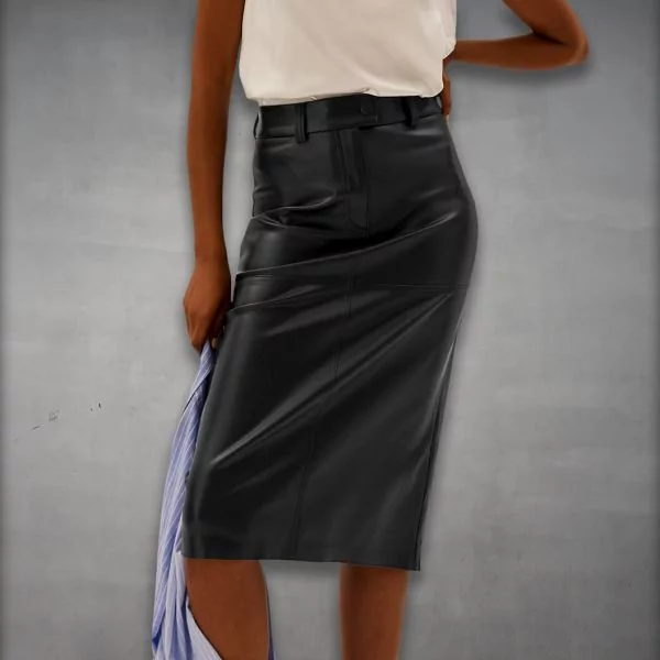 Riders Armor RebelFlow Women’s A-Line Midi Leather Skirt - Image 3
