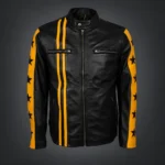 RevX Men’s Black & Yellow Racer Leather Jacket